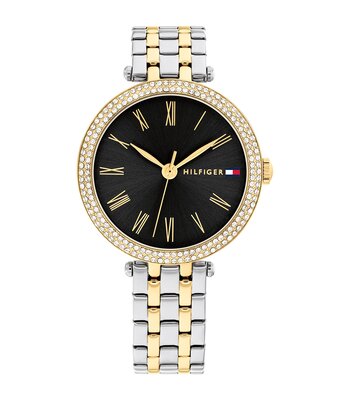 Horloge TOMMY HILFIGER NATALIE Dames 1782720 Analoog Behuizing MINERAAL Zwart Bracelette Roestvrij staal Staal / geelgoudkleurig Etanchéiteiten 3BAR