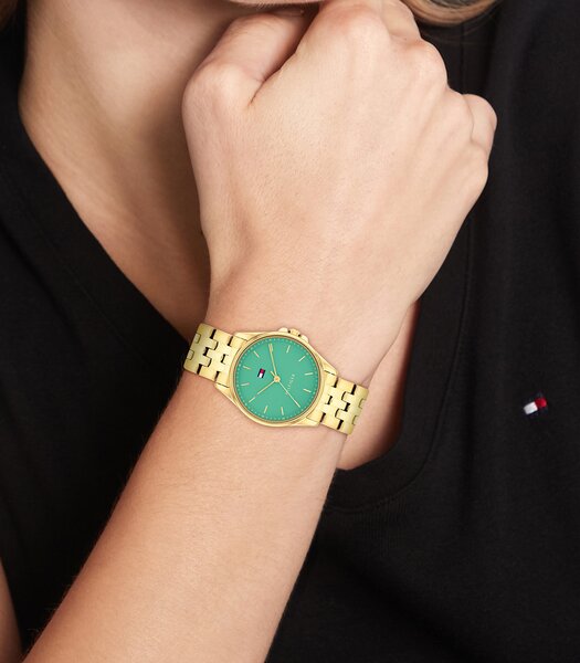 Montre TOMMY HILFIGER JADE Femme 1782774 Analogue Cadran MINERAL Vert Bracelet Acier Or jaune Etanchéité 3BAR