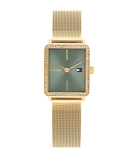 Montre TOMMY HILFIGER TEA Femme 1782791 Analogue Cadran MINERAL Vert Bracelet Acier Or jaune Etanchéité 3BAR