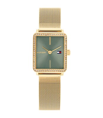 Montre TOMMY HILFIGER TEA Femme 1782791 Analogue Cadran MINERAL Vert Bracelet Acier Or jaune Etanchéité 3BAR