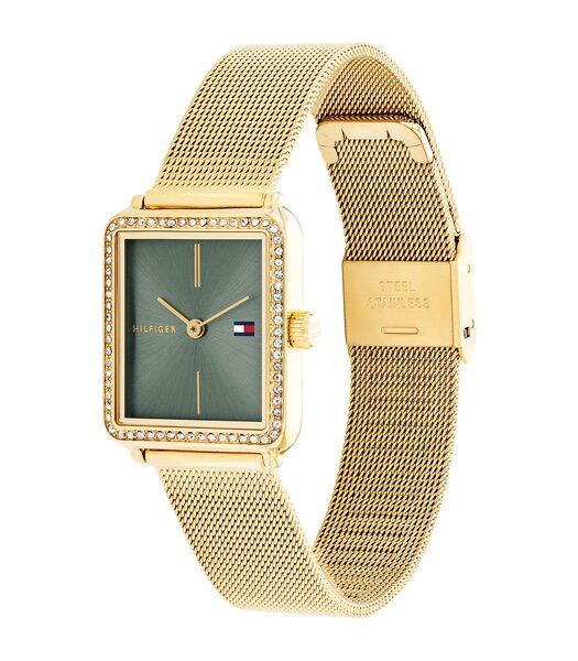 Montre TOMMY HILFIGER TEA Femme 1782791 Analogue Cadran MINERAL Vert Bracelet Acier Or jaune Etanchéité 3BAR