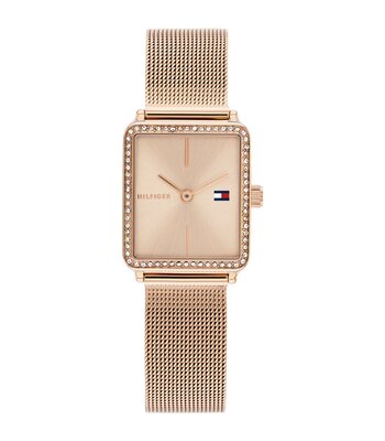 Montre TOMMY HILFIGER TEA Femme 1782792 Analogue Cadran MINERAL Brun Bracelet Acier Or rose Etanchéité 3BAR