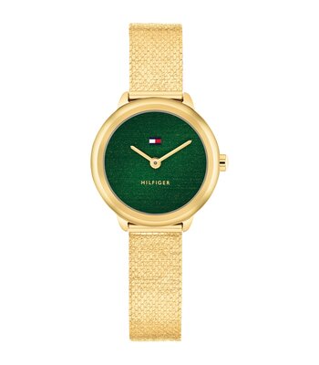 Montre TOMMY HILFIGER DEMI Femme 1782812 Analogue Cadran MINERAL Vert Bracelet Acier Or jaune Etanchéité 3BAR