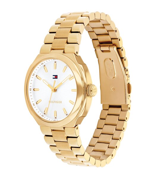 Montre TOMMY HILFIGER GEORGIA Femme 1782819 Analogue Cadran MINERAL Blanc Bracelet Acier Or jaune Etanchéité 3BAR