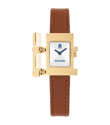 Montre TOMMY HILFIGER TH85 Femme 1782822 Analogue Cadran MINERAL Argenté Bracelet Cuir Brun Etanchéité 3BAR