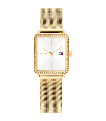 Montre TOMMY HILFIGER TEA TANK Femme 1782829 Analogue Cadran MINERAL Argenté Bracelet Acier Or jaune Etanchéité 3BAR