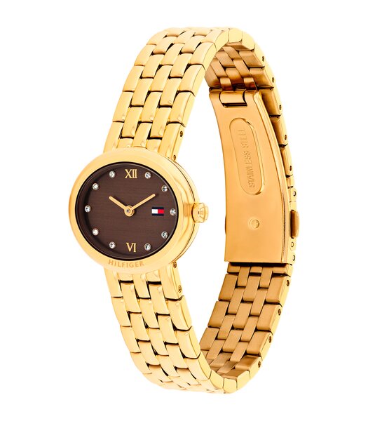 Horloge TOMMY HILFIGER MOIRA Dames 1782844 Analoog Behuizing MINERAAL Bruin Bracelette Staal Geelgoudkleurig Etanchéiteiten 3BAR