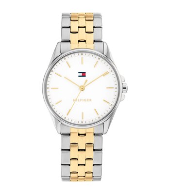 Montre TOMMY HILFIGER JADE Femme 1782855 Analogue Cadran MINERAL Blanc Bracelet Acier inoxydable Acier / or jaune Etanchéité 3BAR