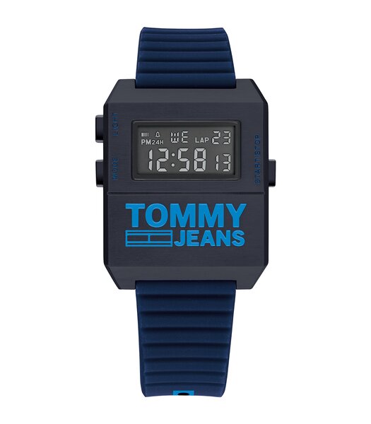 Montre TOMMY HILFIGER EXPEDITION Homme 1791677 Analogue Cadran MINERAL Noir Bracelet Silicone Bleu Etanchéité 3BAR
