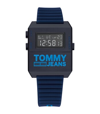 Montre TOMMY HILFIGER EXPEDITION Homme 1791677 Analogue Cadran MINERAL Noir Bracelet Silicone Bleu Etanchéité 3BAR