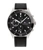 Montre TOMMY HILFIGER LARSON Homme 1791984 Analogue Cadran MINERAL Noir Bracelet Cuir Noir Boucle ardillon Etanchéité 5BAR