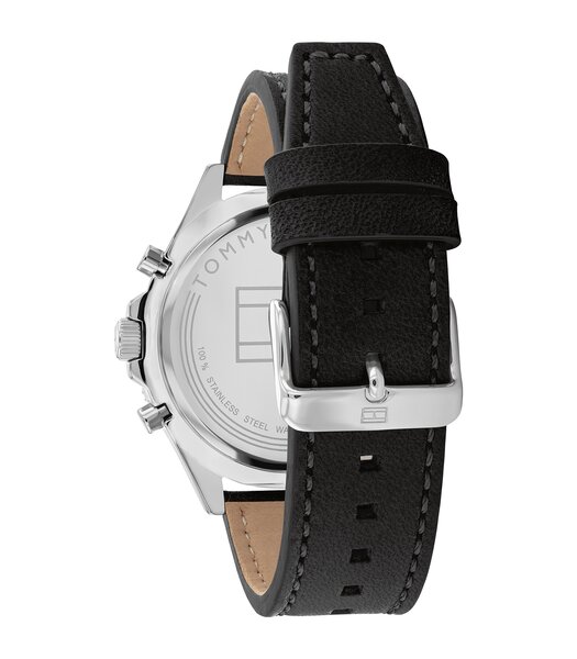 Montre TOMMY HILFIGER LARSON Homme 1791984 Analogue Cadran MINERAL Noir Bracelet Cuir Noir Boucle ardillon Etanchéité 5BAR