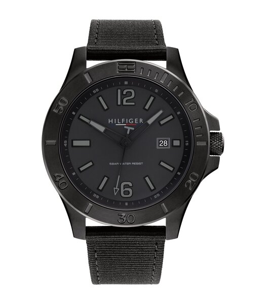 Montre TOMMY HILFIGER RYAN Homme 1791993 Analogue Cadran MINERAL Noir Bracelet PLASTIQUE RECYCLE Bleu Boucle ardillon Etanchéité 5BAR