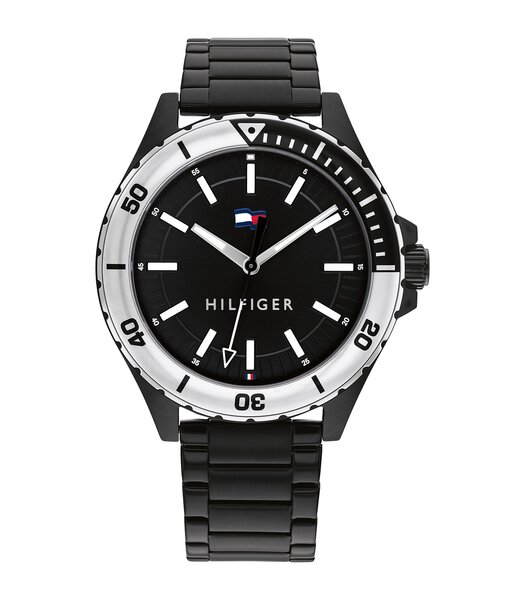 Montre TOMMY HILFIGER LOGAN Homme 1792014 Analogue Cadran MINERAL Noir Bracelet Acier Noir Boucle déployante Etanchéité 5BAR