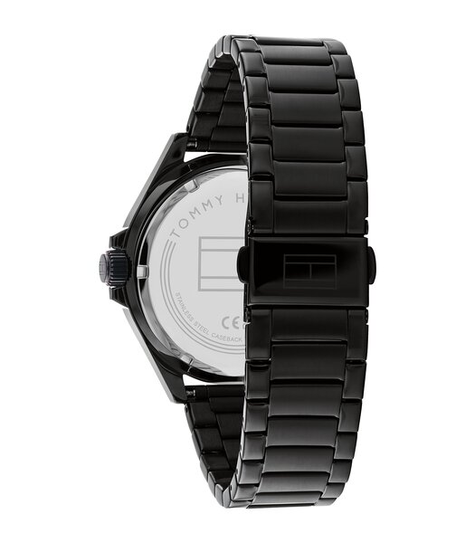 Montre TOMMY HILFIGER LOGAN Homme 1792014 Analogue Cadran MINERAL Noir Bracelet Acier Noir Boucle déployante Etanchéité 5BAR