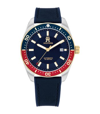 Horloge TOMMY HILFIGER TH85 AUTOMATIC Heren 1792141 Analoog Behuizing MINERAAL Blauw Bracelette Leer Blauw Etanchéiteiten 10BAR