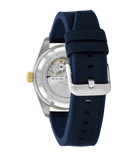 Horloge TOMMY HILFIGER TH85 AUTOMATIC Heren 1792141 Analoog Behuizing MINERAAL Blauw Bracelette Leer Blauw Etanchéiteiten 10BAR