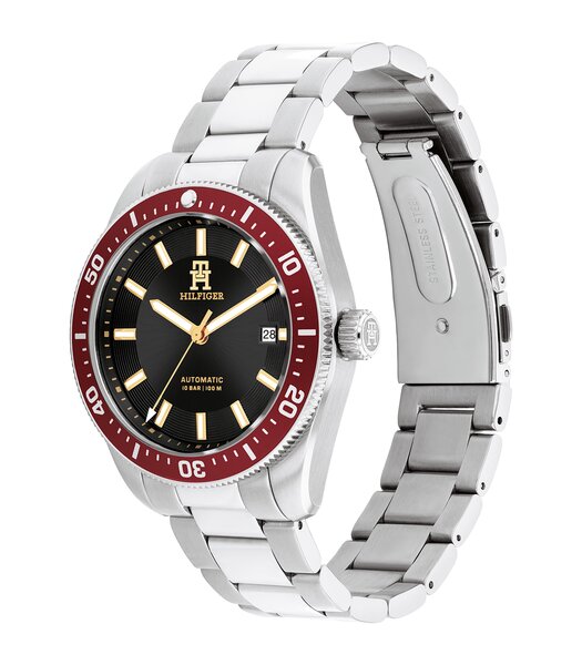 Horloge TOMMY HILFIGER TH85 AUTOMATIC Heren 1792154 Analoog Behuizing MINERAAL Zwart Bracelette Roestvrij staal Staal Etanchéiteiten 10BAR