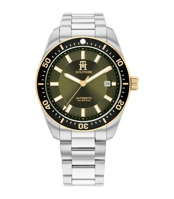Montre TOMMY HILFIGER TH85 AUTOMATIC Homme 1792155 Analogue Cadran MINERAL Vert Bracelet Acier inoxydable Acier Etanchéité 10BAR