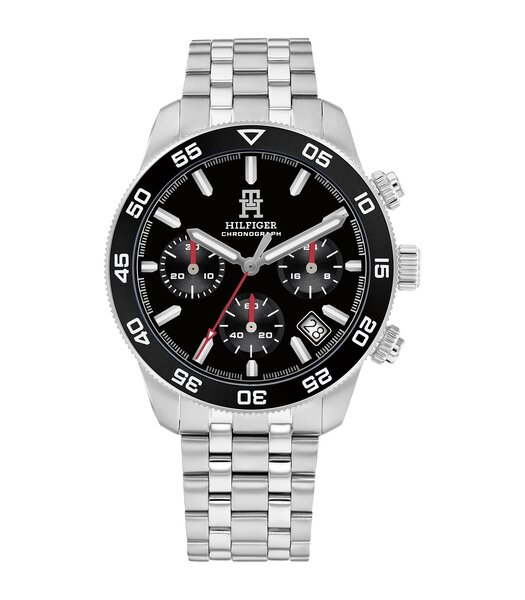 Montre TOMMY HILFIGER TH85 CHRONO (41MM) Homme 1792156 Analogue Cadran MINERAL Noir Bracelet Acier inoxydable Acier Etanchéité 5BAR