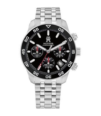 Montre TOMMY HILFIGER TH85 CHRONO (41MM) Homme 1792156 Analogue Cadran MINERAL Noir Bracelet Acier inoxydable Acier Etanchéité 5BAR