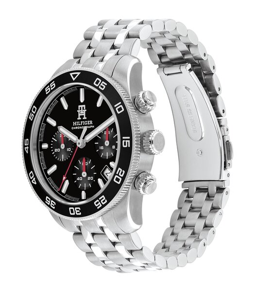 Montre TOMMY HILFIGER TH85 CHRONO (41MM) Homme 1792156 Analogue Cadran MINERAL Noir Bracelet Acier inoxydable Acier Etanchéité 5BAR