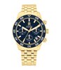 Montre TOMMY HILFIGER TH85 CHRONO (41MM) Homme 1792158 Analogue Cadran MINERAL Bleu Bracelet Acier Or jaune Etanchéité 5BAR