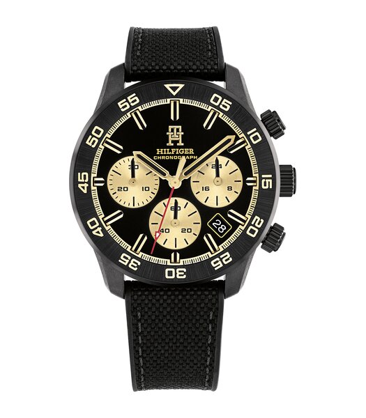 Montre TOMMY HILFIGER TH85 CARBON Homme 1792182 Analogue Cadran MINERAL Noir Bracelet Silicone Noir Etanchéité 5BAR