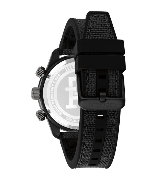 Montre TOMMY HILFIGER TH85 CARBON Homme 1792182 Analogue Cadran MINERAL Noir Bracelet Silicone Noir Etanchéité 5BAR