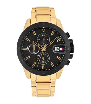 Montre TOMMY HILFIGER JAMESON Homme 1792199 Analogue Cadran MINERAL Noir Bracelet Acier Or jaune Etanchéité 5BAR