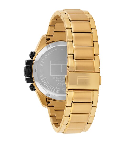 Montre TOMMY HILFIGER JAMESON Homme 1792199 Analogue Cadran MINERAL Noir Bracelet Acier Or jaune Etanchéité 5BAR