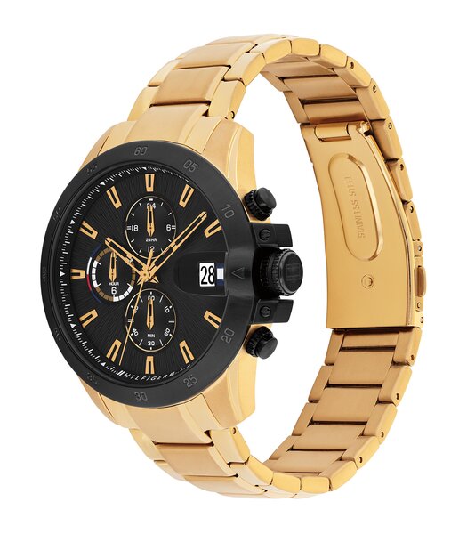 Montre TOMMY HILFIGER JAMESON Homme 1792199 Analogue Cadran MINERAL Noir Bracelet Acier Or jaune Etanchéité 5BAR