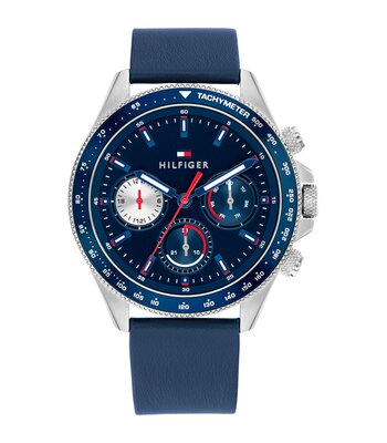 Montre TOMMY HILFIGER CLARK Homme 1792209 Analogue Cadran MINERAL Bleu Bracelet Cuir Bleu Etanchéité 5BAR