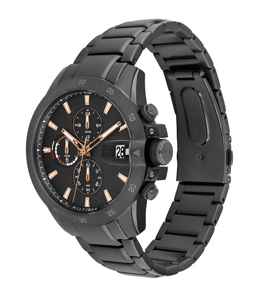 Montre TOMMY HILFIGER JAMESON Homme 1792218 Analogue Cadran MINERAL Gris Bracelet Acier Gris Etanchéité 5BAR