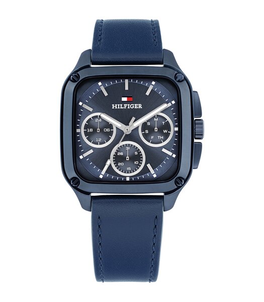 Montre TOMMY HILFIGER HERALD Homme 1792219 Analogue Cadran MINERAL Bleu Bracelet Cuir Bleu Etanchéité 5BAR