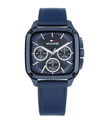 Montre TOMMY HILFIGER HERALD Homme 1792219 Analogue Cadran MINERAL Bleu Bracelet Cuir Bleu Etanchéité 5BAR