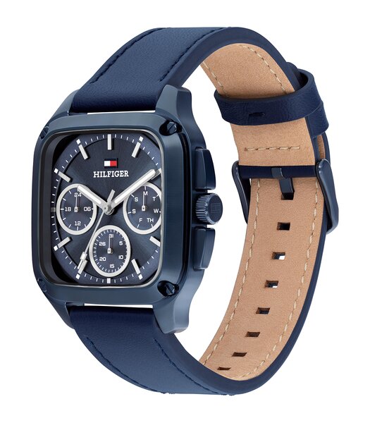 Montre TOMMY HILFIGER HERALD Homme 1792219 Analogue Cadran MINERAL Bleu Bracelet Cuir Bleu Etanchéité 5BAR