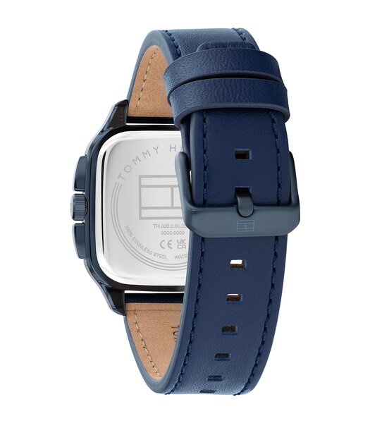 Montre TOMMY HILFIGER HERALD Homme 1792219 Analogue Cadran MINERAL Bleu Bracelet Cuir Bleu Etanchéité 5BAR