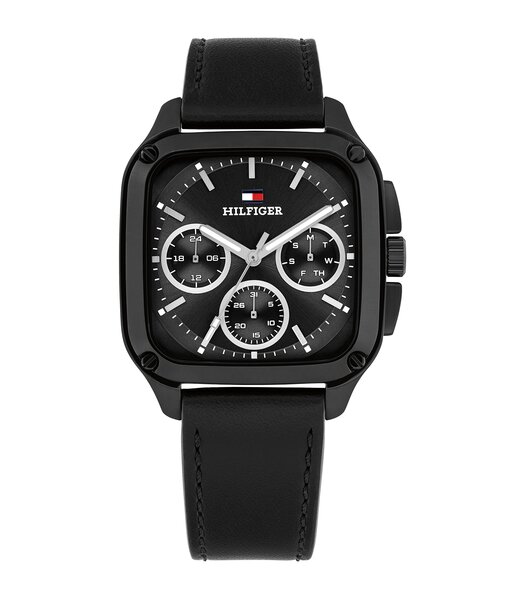 Montre TOMMY HILFIGER HERALD Homme 1792220 Analogue Cadran MINERAL Noir Bracelet Cuir Noir Etanchéité 5BAR