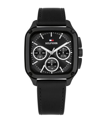 Montre TOMMY HILFIGER HERALD Homme 1792220 Analogue Cadran MINERAL Noir Bracelet Cuir Noir Etanchéité 5BAR