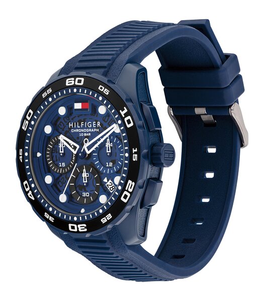 Horloge TOMMY HILFIGER TH-REGATTA Heren 1792232 Analoog Behuizing MINERAAL Blauw Bracelette Silicone Blauw Etanchéiteiten 10BAR