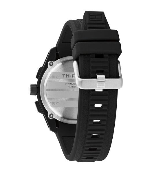 Horloge TOMMY HILFIGER TH-REGATTA Heren 1792233 Analoog Behuizing MINERAAL Zwart Bracelette Silicone Zwart Etanchéiteiten 10BAR