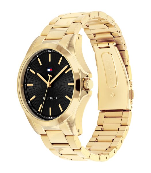 Horloge TOMMY HILFIGER BRUCE Heren 1792241 Analoog Behuizing MINERAAL Zwart Bracelette Staal Geelgoudkleurig Etanchéiteiten 3BAR