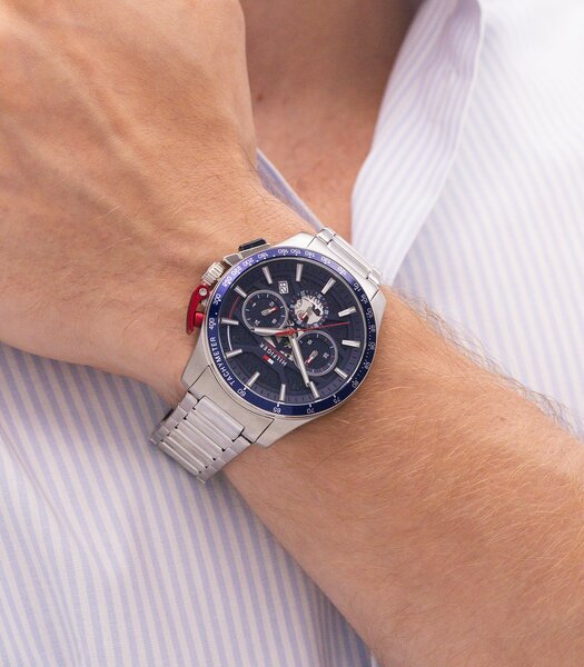 Montre TOMMY HILFIGER BANK Homme 1792261 Analogue Cadran MINERAL Bleu Bracelet Acier inoxydable Acier Etanchéité 5BAR