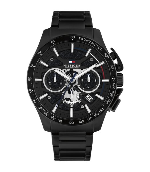 Montre TOMMY HILFIGER BANK Homme 1792262 Analogue Cadran MINERAL Noir Bracelet Acier Noir Etanchéité 5BAR