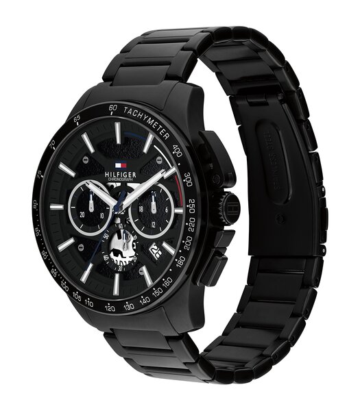 Montre TOMMY HILFIGER BANK Homme 1792262 Analogue Cadran MINERAL Noir Bracelet Acier Noir Etanchéité 5BAR