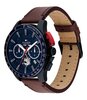 Montre TOMMY HILFIGER BANK Homme 1792268 Analogue Cadran MINERAL Bleu Bracelet Cuir Brun Etanchéité 5BAR
