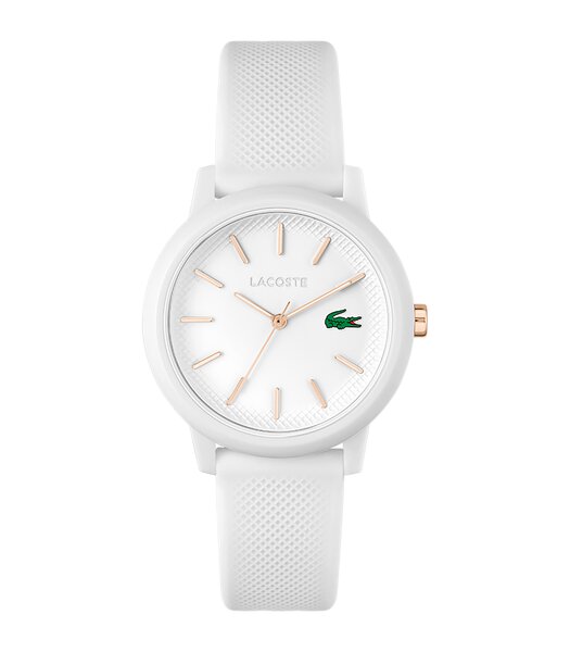 Montre LACOSTE SPORT INSPIRED Femme 2001211 Analogue Cadran MINERAL Blanc Bracelet Silicone Blanc Boucle ardillon Etanchéité 5BAR