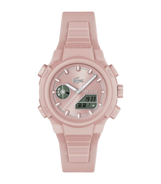 Montre LACOSTE SPORT INSPIRED Femme 2001429 Analogue Cadran MINERAL Rose Bracelet Silicone Rose Etanchéité 10BAR