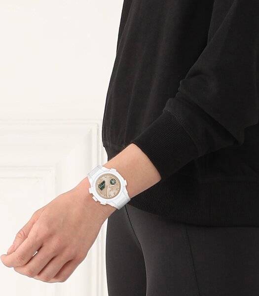 Montre LACOSTE SPORT INSPIRED Femme 2001430 Analogue Cadran MINERAL Or rose Bracelet Silicone Blanc Etanchéité 10BAR